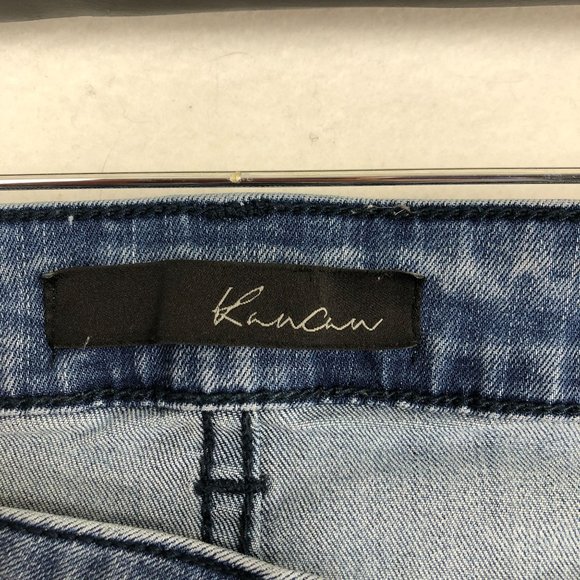 KanCan Women's Size 9/28 Mid Rise Distressed Blue Stretch Denim Skinny Jeans - Picture 11 of 13